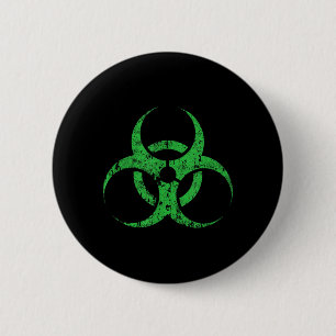 Biohazard Symbol Vintage Green Funny Halloween 6 Cm Round Badge