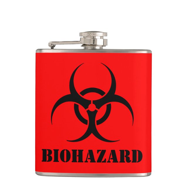 BIOHAZARD Symbol Warning Label Halloween Props Hip Flask (Front)
