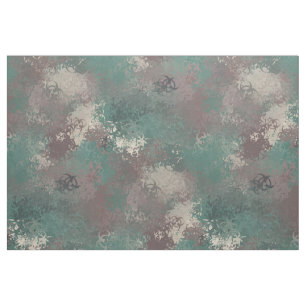 Biohazard Symbol Woodland Camo Fabric