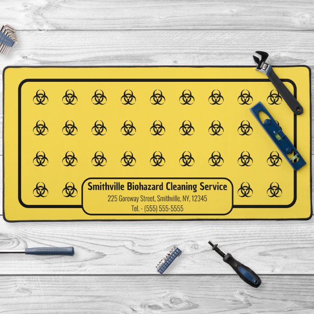 Biohazard Symbols - Black on a Yellow Background Desk Mat (Biohazard Symbols - Black on a Yellow Background Desk Mat by Office Accessories)