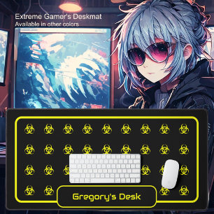 Biohazard Symbols - Yellow on a Black Background Desk Mat