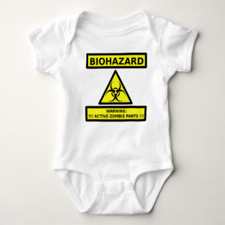 BIOHAZARD -WARNING-ACTIVE ZOMBIE PARTS BABY BODYSUIT