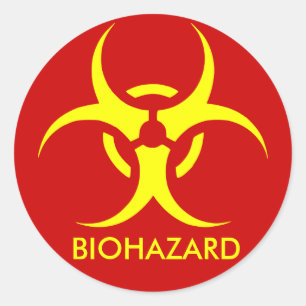 biohazard ! warning danger classic round sticker