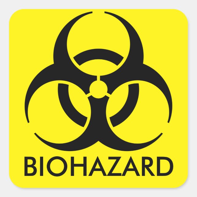 Biohazard Warning Square Sticker (Front)