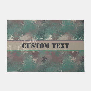 Biohazard Woodland Camo Doormat w/ Custom Text