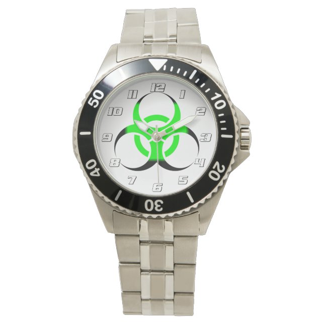 Biological Biohazard Symbol green and black Watch (Front)