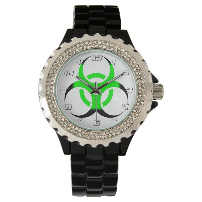 Biological Biohazard Symbol green and black Watch (Front)