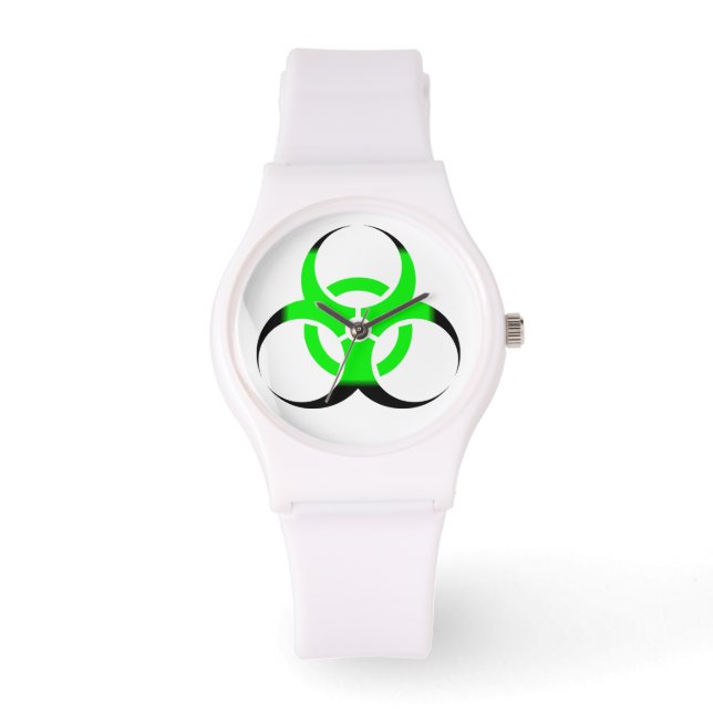 Biological Biohazard Symbol green and black Watch (Front)