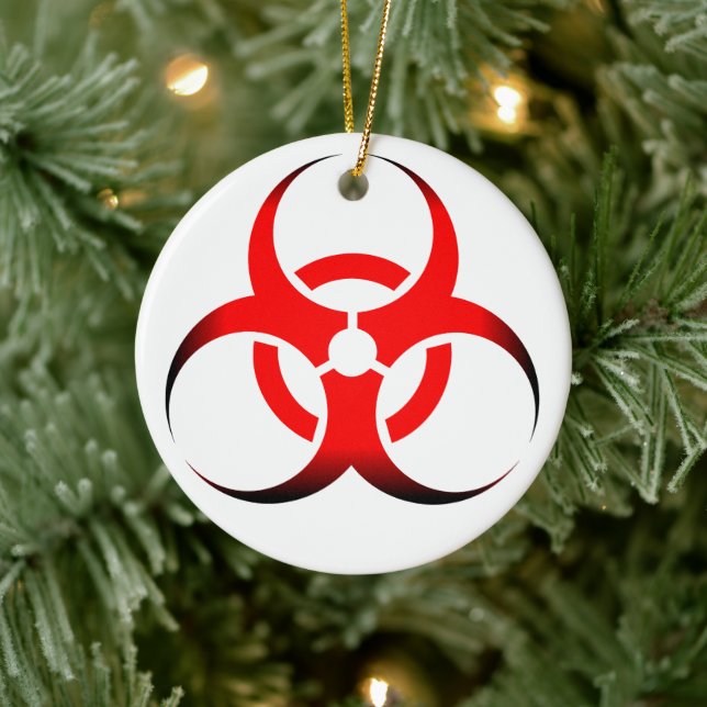 Biological Biohazard Symbol red and black Ceramic Ornament (Tree)