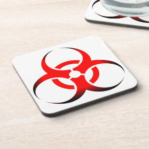 Biological Biohazard Symbol red and black Coaster