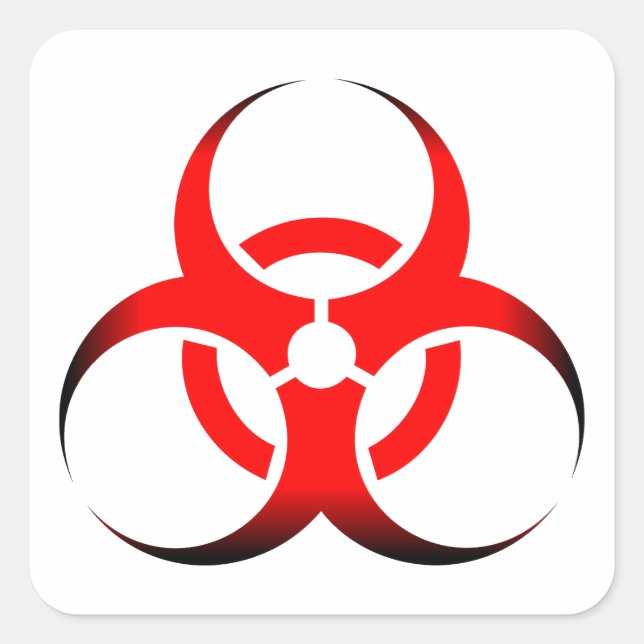 Biological Biohazard Symbol red and black Square Sticker (Front)