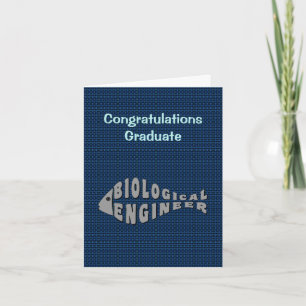 Biological Engineer Grey Fish Graduation Card
