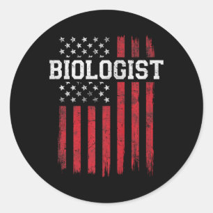 Biologist American Flag USA Patriot Patriotic Classic Round Sticker