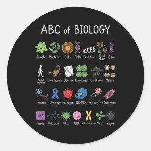 Biology Alphabet Science Education Teacher Student Classic Round Sticker