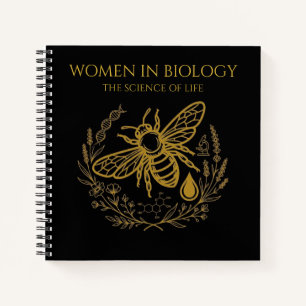 Biology Bee & Golden DNA Square Notebook