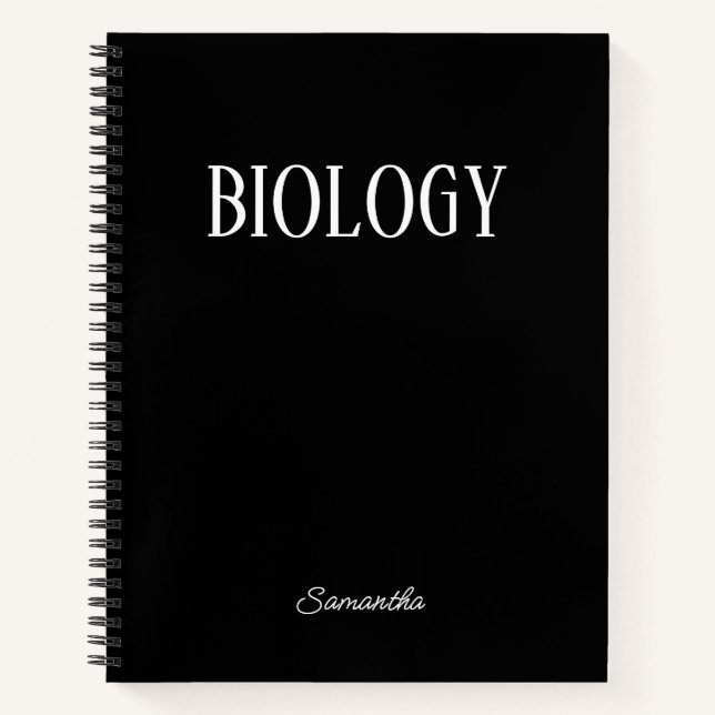 Biology Black Personalised Subject Notebook (Front)