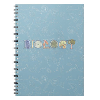 Biology diagram and typography blue notebook