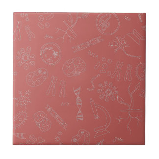 Biology diagram design dusky pink ceramic tile