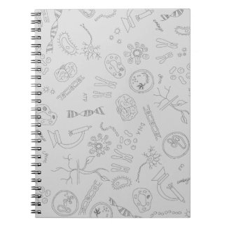 Biology diagram pattern black grey notebook