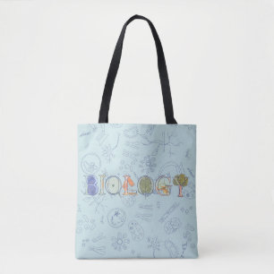 Biology diagram pattern typography design  tote bag