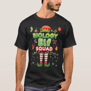 Biology Elf Squad Christmas Light Suit Student Tea T-Shirt