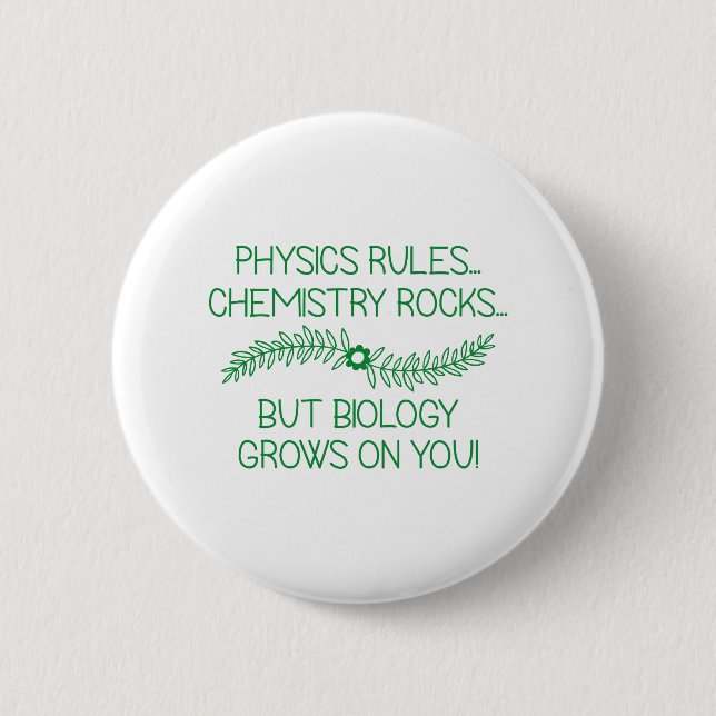 Biology Grows On You 6 Cm Round Badge (Front)