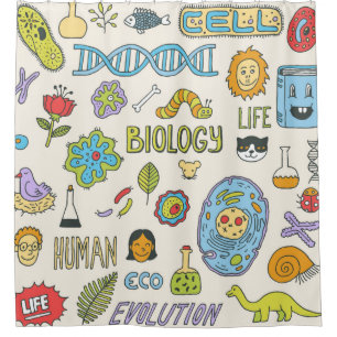 Biology. Hand drawn. Vintage illustration. Shower Curtain