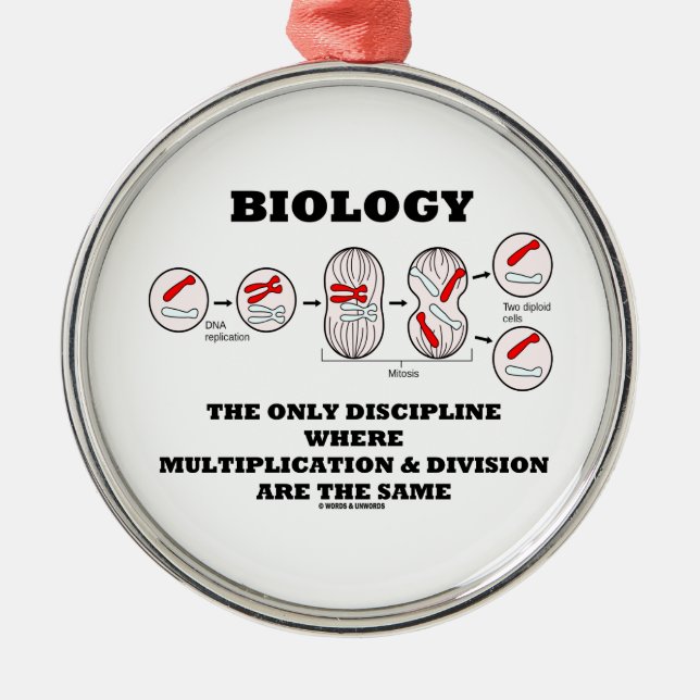 Biology Only Discipline Multiplication Division Metal Tree Decoration (Front)