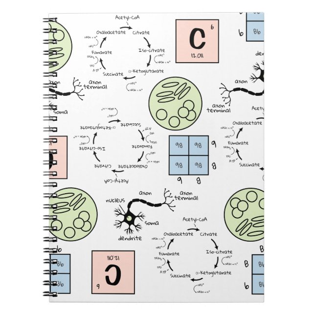 Biology Science Teacher Pattern Genetics Cell Geek Notebook (Front)