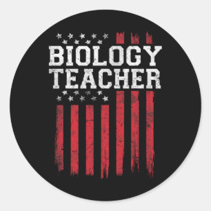 Biology Teacher American Flag USA Patriot Patrioti Classic Round Sticker