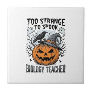 Biology Teacher Halloween Shirt Spooky Pumpkin Rav Ceramic Tile