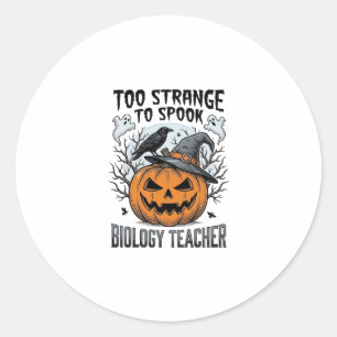 Biology Teacher Halloween Shirt Spooky Pumpkin Rav Classic Round Sticker