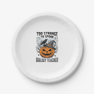 Biology Teacher Halloween Shirt Spooky Pumpkin Rav Paper Plate