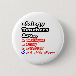 Biology Teacher Quiz...Joke 6 Cm Round Badge