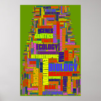 Biology Wordle No. 1 Vibrant Green Poster