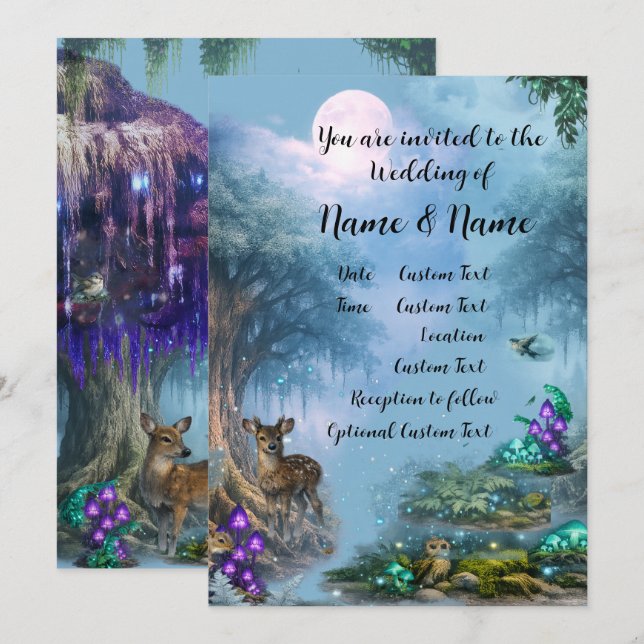 Bioluminescent Elegance Wedding Collection Invitation (Front/Back)