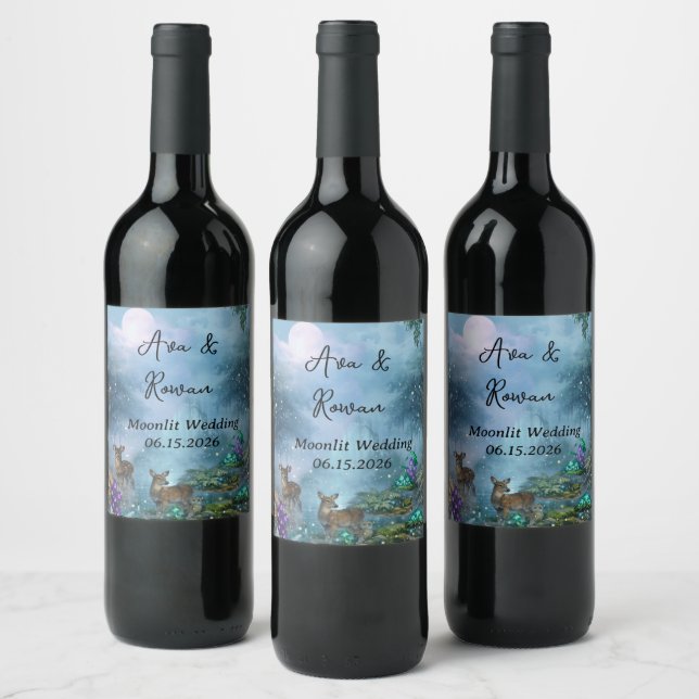 Bioluminescent Elegance Wedding Collection Wine Label (Bottles)