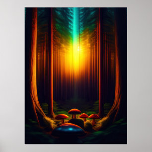 Bioluminescent Fantasy Mushroom Poster Set