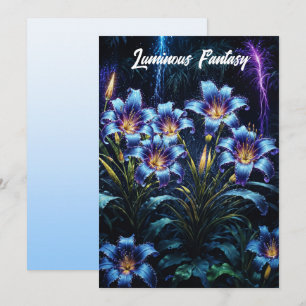 Bioluminescent flowers night garden illustration invitation