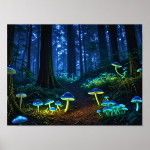 Bioluminescent Forest Poster