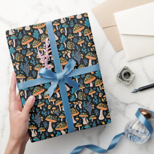 Bioluminescent Glowing Mushrooms Wrapping Paper