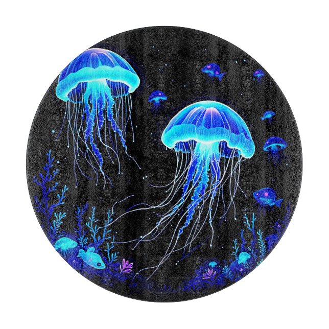 Bioluminescent Jellyfish Dream Cutting Board (Front)