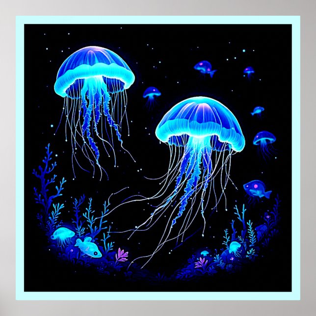 Bioluminescent Jellyfish Dream Poster (Front)