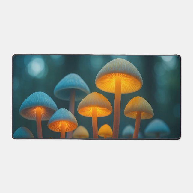 Bioluminescent Mushroom Desk Mat (Front)