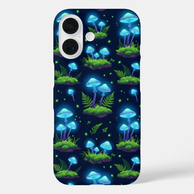 Bioluminescent Mushroom Glow Pattern Phone Case (Back)