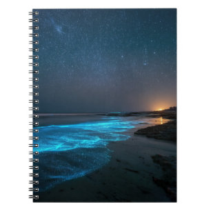 Bioluminescent Shore Starry Night Photo Notebook
