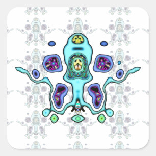 Biomechanical alien drone / alien squid v2.1 square sticker