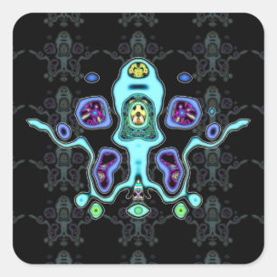 Biomechanical alien drone / alien squid v3 square sticker