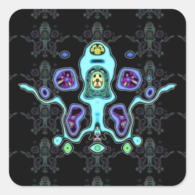 Biomechanical alien drone / alien squid v3 square sticker (Front)