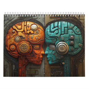 Biomechanical Cyberpunk Android Couple Art Calendar